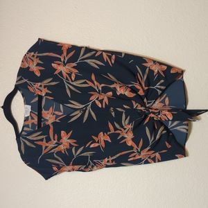 V Neck Button Down with Tie